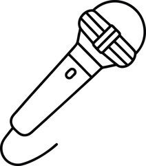 microphone icon line art vector illustration on transparent background	
