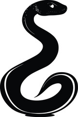 Naklejka premium Editable vector silhouette of a coiled black snake, isolated on white