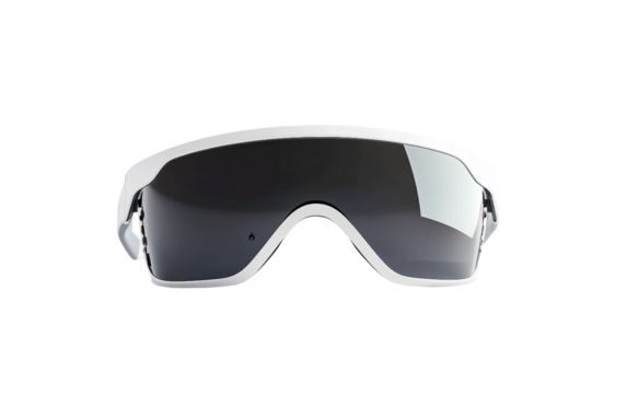Futuristic depiction of white smart glasses integrating artificial intelligence in a clean and minimalist design style isolated on transparent background PNG