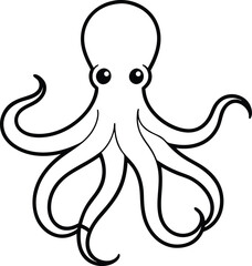 octopus icon line art vector illustration on transparent background	
