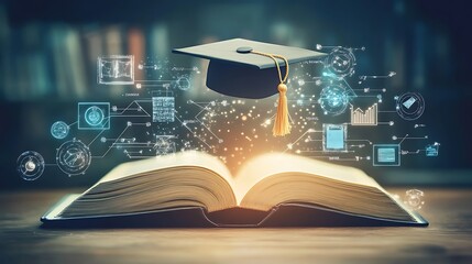 Graduation, Education, Knowledge, and Digital Learning Concept