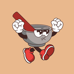 Retro character design of angry mortar