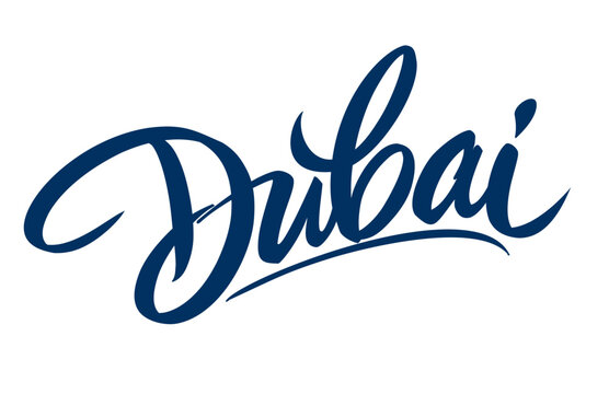 Dubai lettering design for t-shirt, mug, poster, sticker. Vector hand drawn inscription. Apparel Print. 
