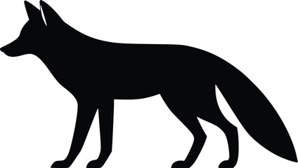 Obraz premium Black silhouette of a fox standing, editable vector illustration, isolated on white