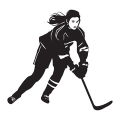 Hockey girl player silhouette