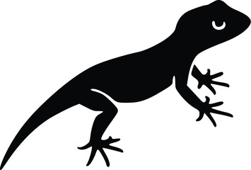 Obraz premium Black lizard silhouette, simple reptile vector illustration, isolated on white