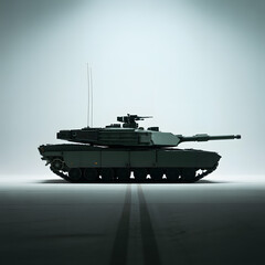 Fototapeta premium Modern Military Might Armored Tank On Display in Neutral Background