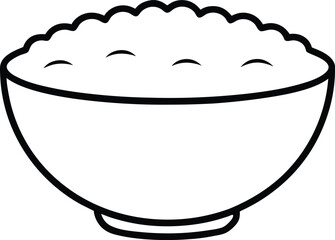rice bowl icon line art vector illustration on transparent background	
