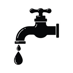 "Water Tap with Droplet Silhouette &ndash; Plumbing and Water Conservation Icon"