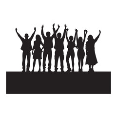 Fototapeta premium Group of people cheering arms silhouette