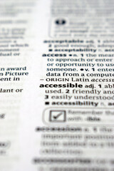 English Definition Dictionary Of Printed Word -  Accessible Close Up
