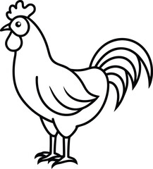 rooster icon line art vector illustration on transparent background	
