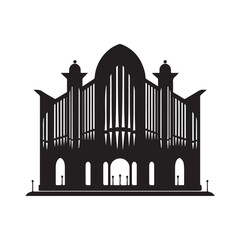 Pipe organ with pipes silhouette