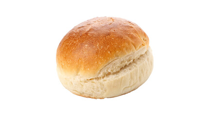 Golden-Brown Bread Roll Isolated Against on transparent background close-up