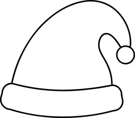 santa hat icon line art vector illustration on transparent background	

