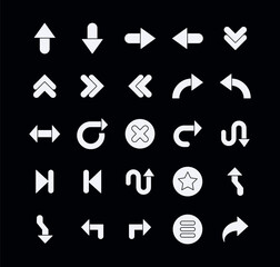 Collection of Arrow Direction Icons Set in Black and White