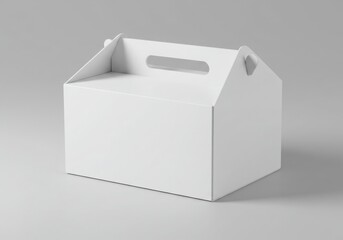 Plain white cardboard box with handle