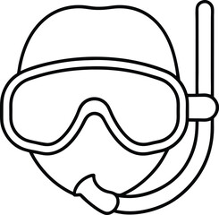 snorkel mask icon line art vector illustration on transparent background	
