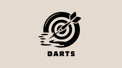 Darts Logo Design Illustration suitable for a company or business. Darting emblem sign with text on white beige background ready for printing