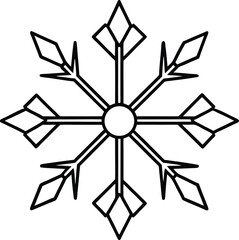 snowflake icon line art vector illustration on transparent background	

