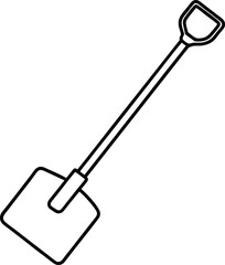 snow shovel icon line art vector illustration on transparent background	
