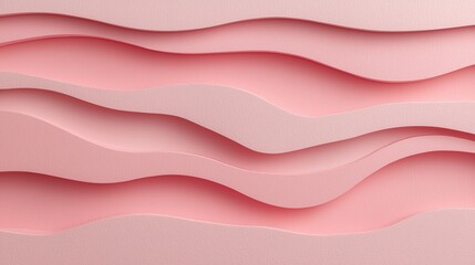 Abstract pink background with layers of wavy surfaces depth and texture