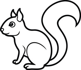 squirrel icon line art vector illustration on transparent background	
