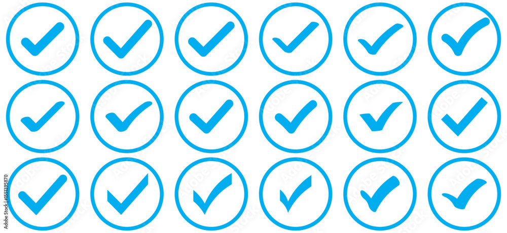 Poster check box icon with correct, accept checkmark icons tick box checked. approve symbol. check mark ico