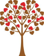 Naklejka premium Tree with heart-shaped leaves minimalist vector. 