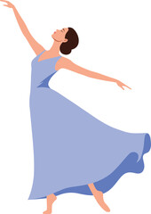 Woman Ballerina dancing in Flowing Dress minimalist vector. 
