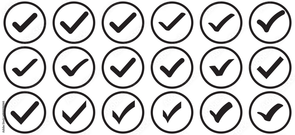 Poster check box icon with correct, accept checkmark icons tick box checked. approve symbol. check mark ico