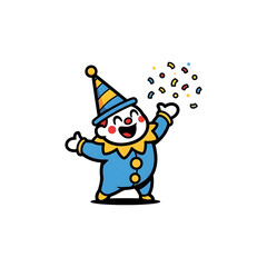 Cartoon clown throwing confetti