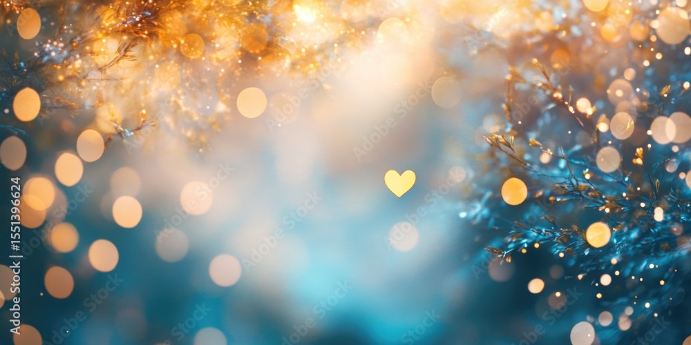 Poster enchanting winter wonderland with warm bokeh and frosty abstract background