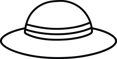 sun hat icon line art vector illustration on transparent background	
