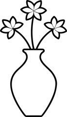 vase with flowers icon line art vector illustration on transparent background	
