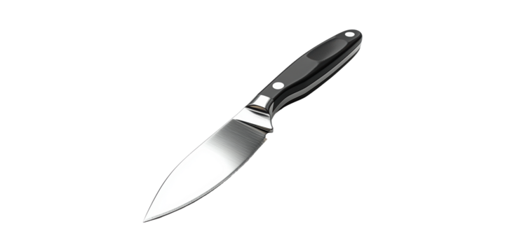 High-Quality Chef'S Knife With Black Handle. Essential Kitchen Tool For Precision Cutting Isolated On Transparent Background