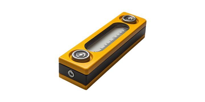 Yellow Spirit Level Tool For Precision Measurement. Essential For Construction And Carpentry Projects Isolated On Transparent Background