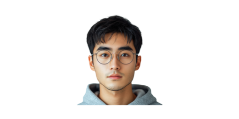 Young Man In Glasses And Hoodie. Casual Fashion And Modern Style Isolated On Transparent Background