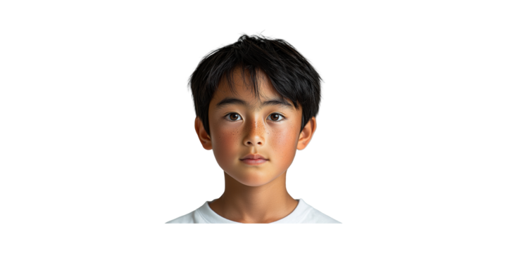 Young Boy With Freckles. Portrait Of Innocence And Curiosity Isolated On Transparent Background