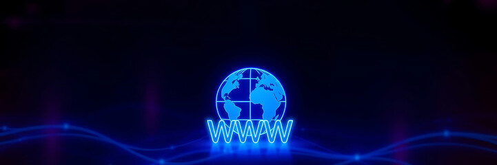 Globe with WWW Text &ndash; Internet and Web Network Concept with Digital Technology Background and Copy Space

