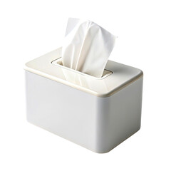 White Plastic Tissue Box PNG Facial Tissue Dispenser Isolated on White Background