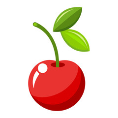 Simple Twin Cherries with Stem Vector Illustration