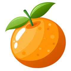Stylized Clementine Vector Art with Leaf on White