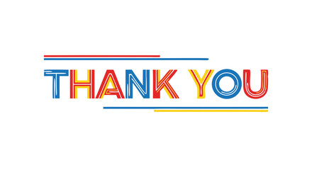 Colorful Thank You Celebration Vector Style Art isolated on transparent background hank You Sign in Bold Colors