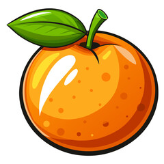 Simple Orange with Leaf and Slice Vector Graphic