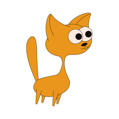 Vector cat. Cute Whimsical cat isolated transparent background. Ideal for kids prints, nursery art, poster, stickers, card cover print. EPS 10
