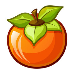 Minimalist Kaki Fruit Icon for Autumn and Harvest Designs