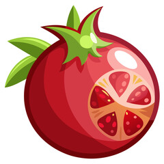 Modern Pomegranate Half Graphic in a Clean Vector Style