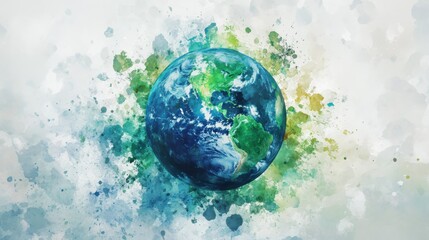 Abstract watercolor representation of planet Earth in daytime