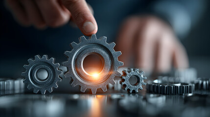 Dynamic business environment illustrating business agility through symbols of company transformation, rapid adaptation, and enhanced efficiency in response to evolving market changes 35391996 2